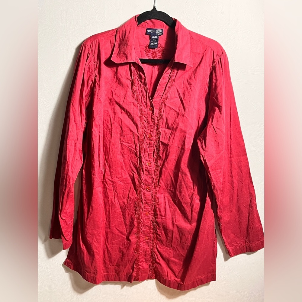 Venezia Vibrant Red Cotton Embroidered Blouse Red 14/16
